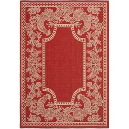 Safavieh 2 Ft. -7 In. X 5 Ft. Small Rectangle Indoor-Outdoor Courtyard- Red And Natural- Machine Made Rug CY3305-3707-3